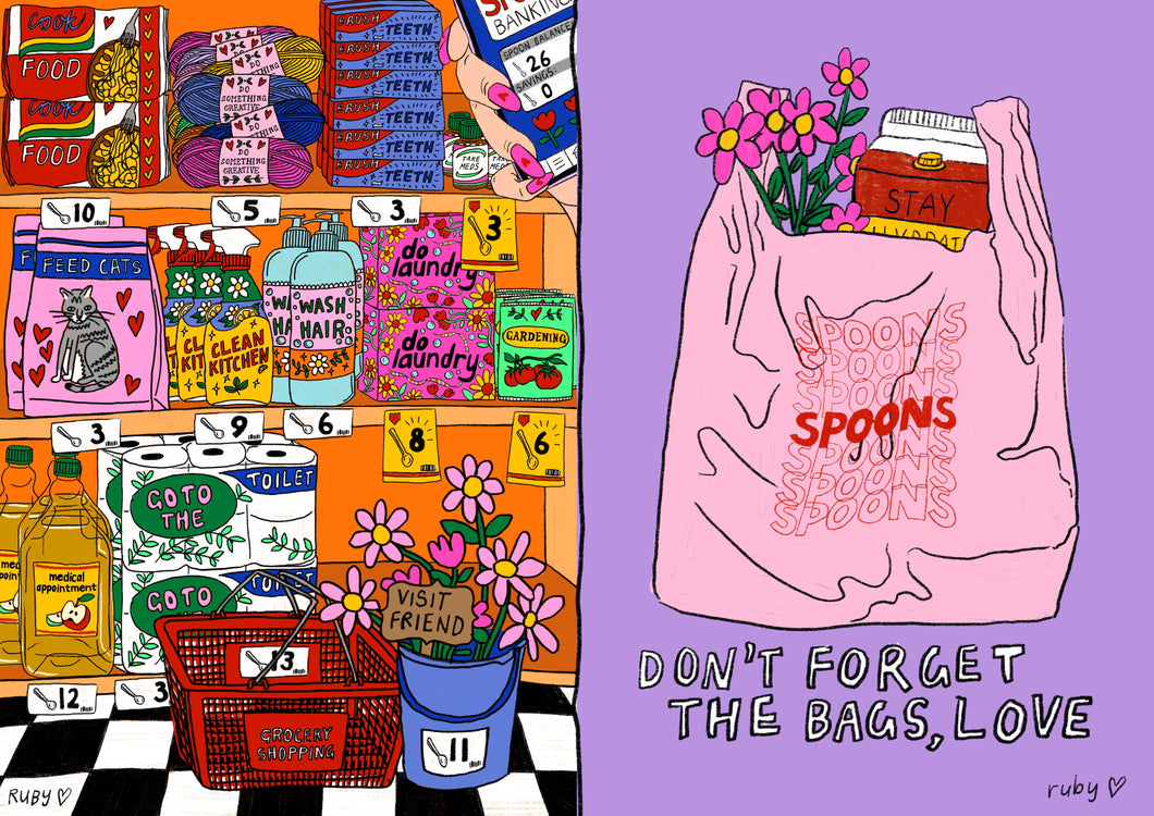 DON'T FORGET THE BAGS, LOVE A6 Postcard
