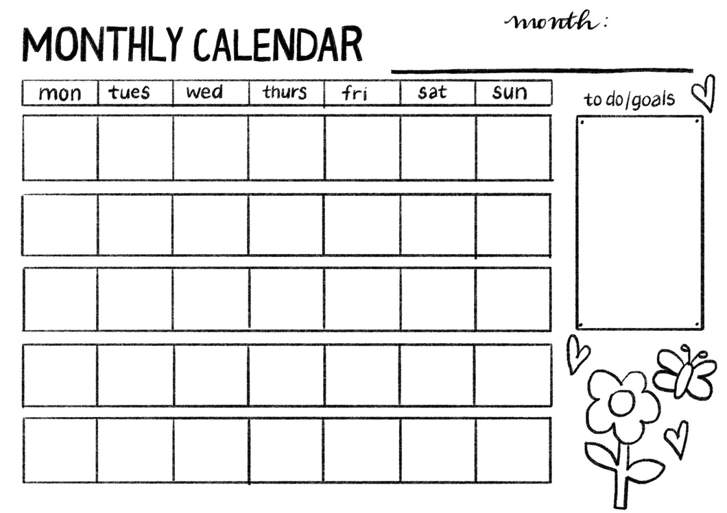 Monthly Calendar Template